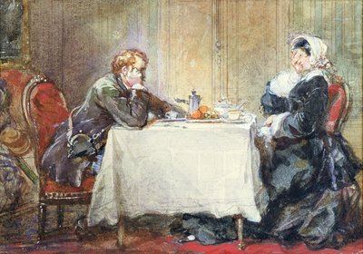 Alfred de Musset (1810-57) und George Sand (1804-76) am Tisch, Illustration aus 